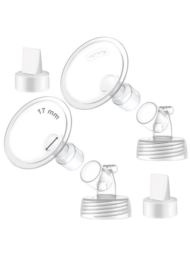 Maymom 2X 17 mm Maymom Two-Piece Wide Neck Pump Parts Compatible with Spectra S1,Spectra S2 Pumps and 2 Valves; Incl Wide Mouth Flanges; Not Original Spectra Flange; (17mm Flange with Valve) - Image 1