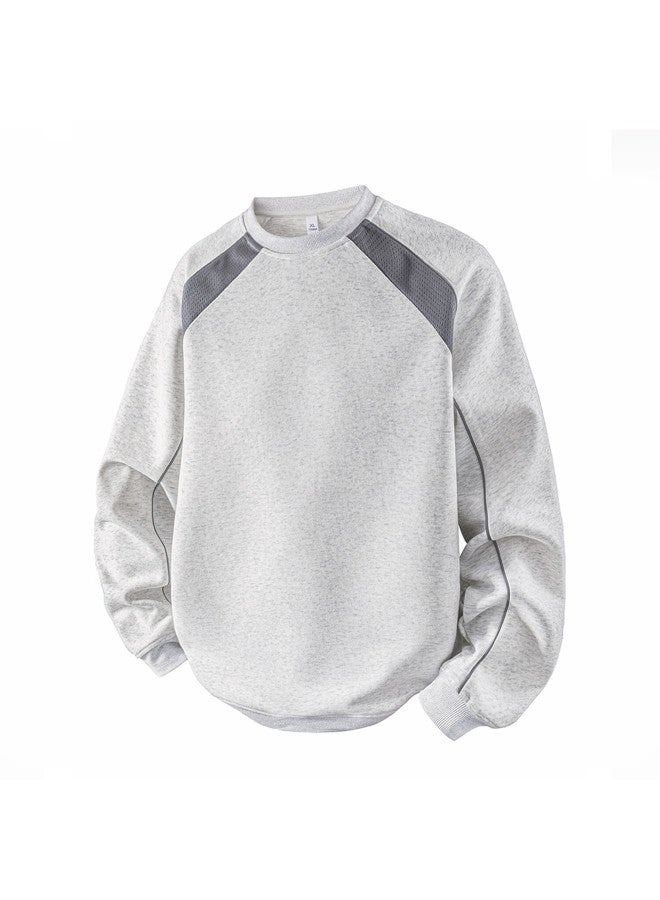 Homlean Heavyweight American Style Colorblock Crewneck Trendy Sweatshirt Men Autumn Loose Casual Sportswear Ha89 Heather Gray L - Image 3
