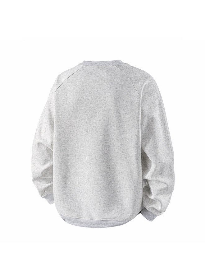 Homlean Heavyweight American Style Colorblock Crewneck Trendy Sweatshirt Men Autumn Loose Casual Sportswear Ha89 Heather Gray L - Image 4