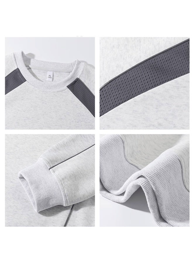 Homlean Heavyweight American Style Colorblock Crewneck Trendy Sweatshirt Men Autumn Loose Casual Sportswear Ha89 Heather Gray L - Image 2