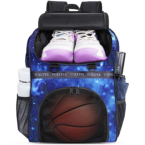 YOREPEK Basketball Bag, Large Basketball Backpack with Shoe Compartment and Ball Holder for daughter son, Water Resistant for Sport Training Equipment Fits Volleyball Gym Blue - Image 1