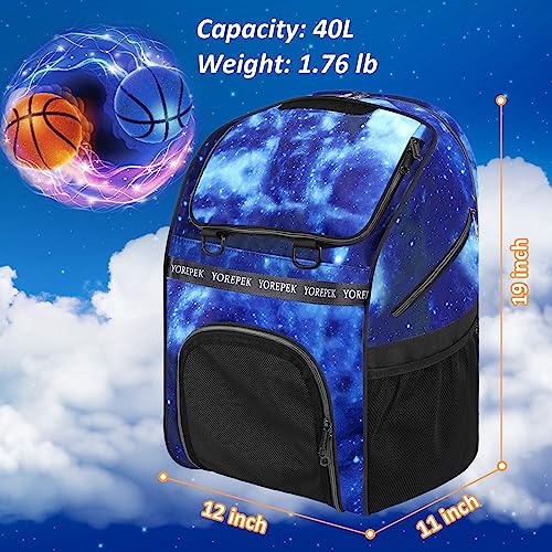 YOREPEK Basketball Bag, Large Basketball Backpack with Shoe Compartment and Ball Holder for daughter son, Water Resistant for Sport Training Equipment Fits Volleyball Gym Blue - Image 2
