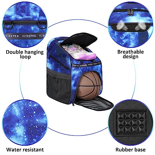YOREPEK Basketball Bag, Large Basketball Backpack with Shoe Compartment and Ball Holder for daughter son, Water Resistant for Sport Training Equipment Fits Volleyball Gym Blue - Image 4