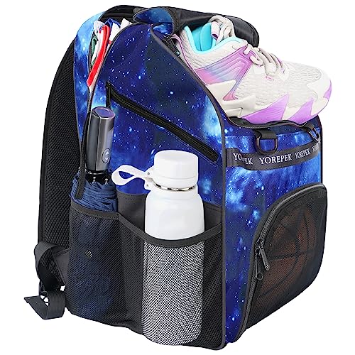 YOREPEK Basketball Bag, Large Basketball Backpack with Shoe Compartment and Ball Holder for daughter son, Water Resistant for Sport Training Equipment Fits Volleyball Gym Blue - Image 3