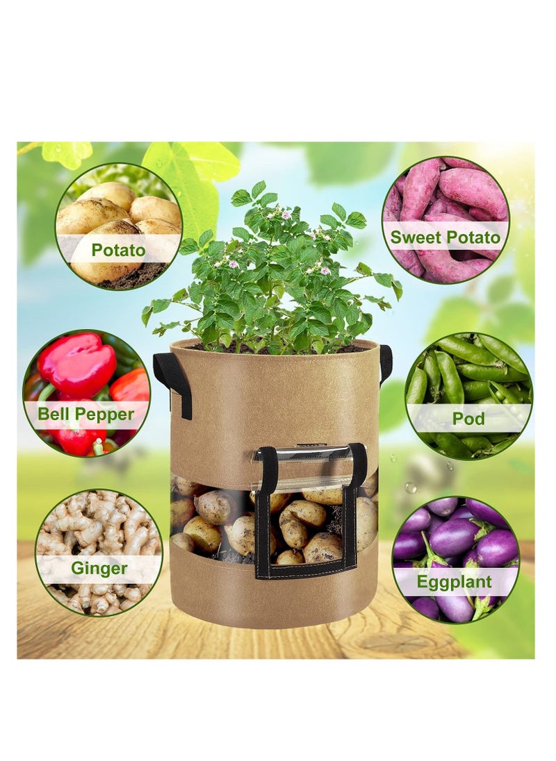 SYOSI SYOSI Visible Potato Grow Bags Potatoes Growing Containers with Handles Visible Space Heavy Duty Thickened Aeration Nonwoven Fabric Pots alse for Tomato Strawberry 10 Gallon with Flap 3-Pack  - Image 2
