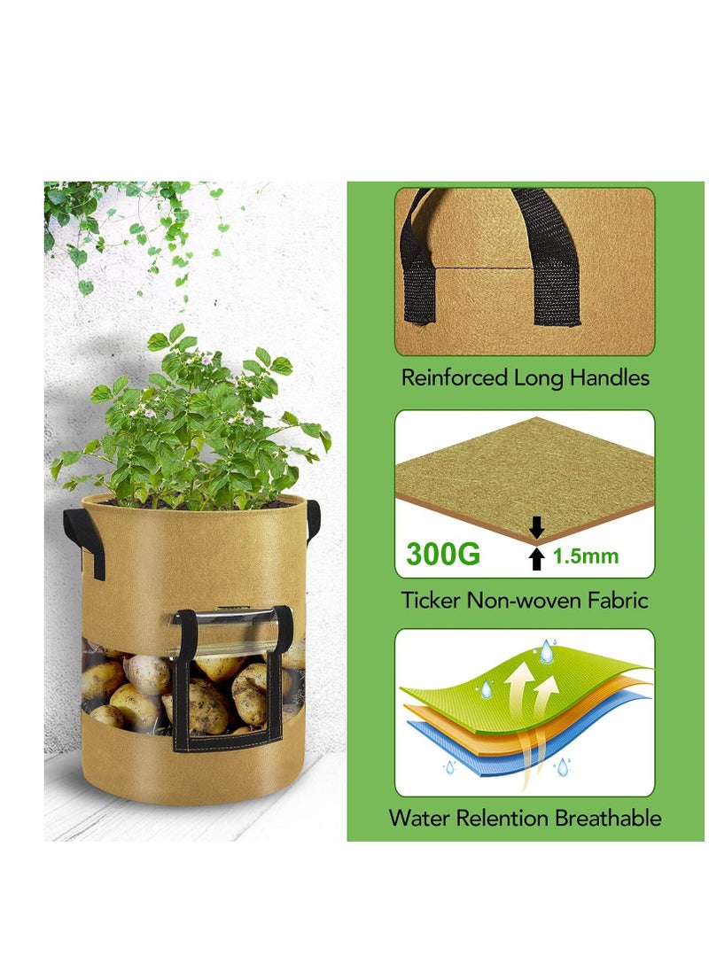 SYOSI SYOSI Visible Potato Grow Bags Potatoes Growing Containers with Handles Visible Space Heavy Duty Thickened Aeration Nonwoven Fabric Pots alse for Tomato Strawberry 10 Gallon with Flap 3-Pack  - Image 3