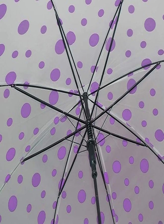 Packcy Polka Dot Umbrella for Kids & Adults | Transparent Dome Canopy with Multi-Coloured Dots 46 Inch Auto-Open, Windproof, Compact, Lightweight Rain Protection - Image 5