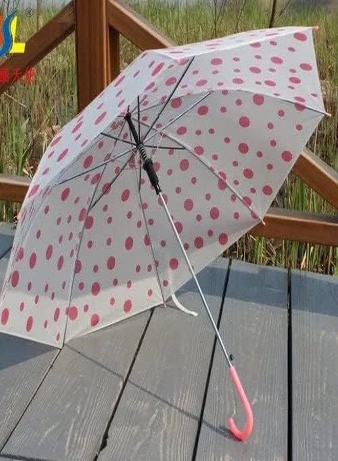 Packcy Polka Dot Umbrella for Kids & Adults | Transparent Dome Canopy with Multi-Coloured Dots 46 Inch Auto-Open, Windproof, Compact, Lightweight Rain Protection - Image 3