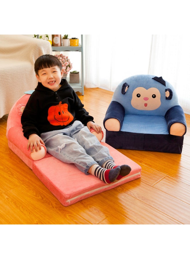 Foldable Children's Small Sofa Double-Layer Single Soft Thickened Nap Tatami Animal-shaped Backrest Seat-Color:Little Boy - Image 4