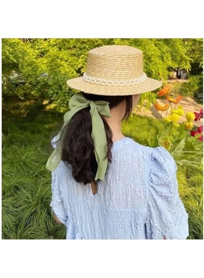 6Pcs Bow Hair Ties, Ribbons Scrunchies, Women Girls Scarf Scrunchie, Chiffon Bowknot Bunny Ear Scrunchy Long Tail Ponytail Holder, Summer Hair Bands, Hair Accessories with Bow - Image 4