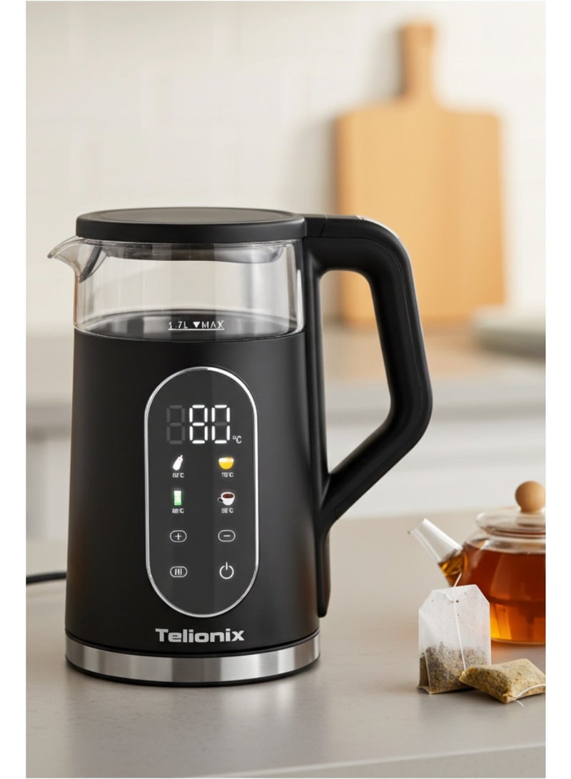 Telionix Digital Kettle, 1.7L Capacity, 360° Rotating Base, Borosilicate Glass, 13 Temperature Levels, Keep Warm, 2200W Power - Image 5