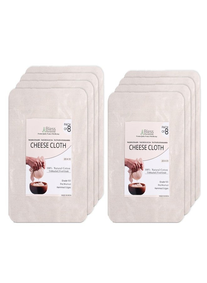 Bless International Premium Cotton Cheese Cloth Ultra Dense Butter Muslin For Straining Nut Milk Crafts & More 20x20 Inch 2 Hemmed Edges Grade 100 XL Unbleached & Reusable Off White - Image 1