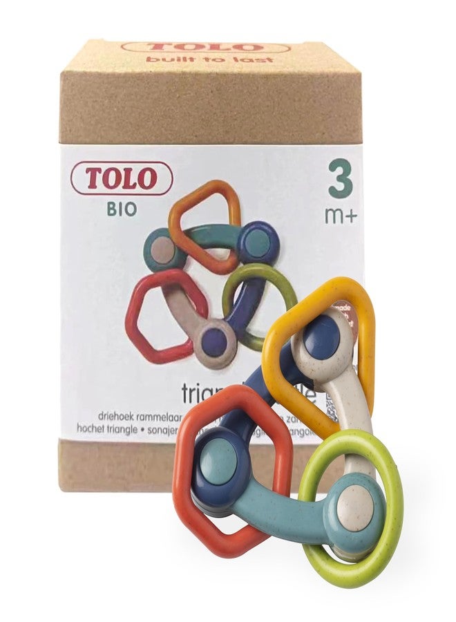 Tolo Triangle Rattle | Interactive Toy for Babies 3+ Months | Colorful Beads for Auditory Stimulation | Teething-Friendly, Easy to Grip | Develops Hand-Eye Coordination & Sound Recognition - Image 1