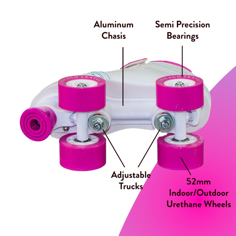 Chicago Skates Sidewalk Roller Skates â€“ Durable, Top Performance Indoor/Outdoor Use Skate Shoes for Girls & Boys, High-Top Boot Safety Youth Quad Skates, 60mm PU Wheels, Adjustable Chassis & Trucks - Image 3