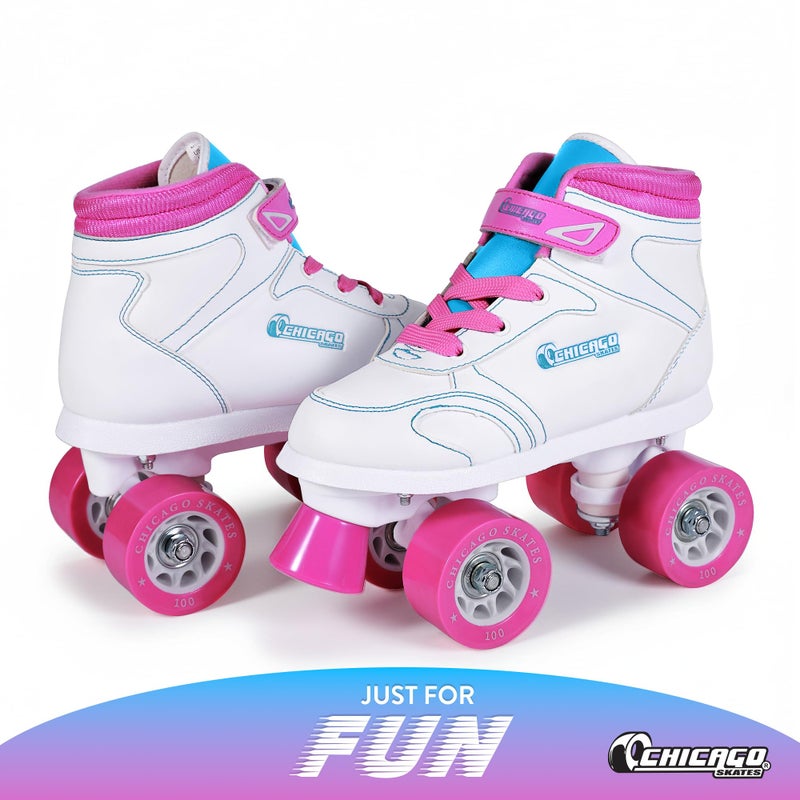 Chicago Skates Sidewalk Roller Skates â€“ Durable, Top Performance Indoor/Outdoor Use Skate Shoes for Girls & Boys, High-Top Boot Safety Youth Quad Skates, 60mm PU Wheels, Adjustable Chassis & Trucks - Image 2