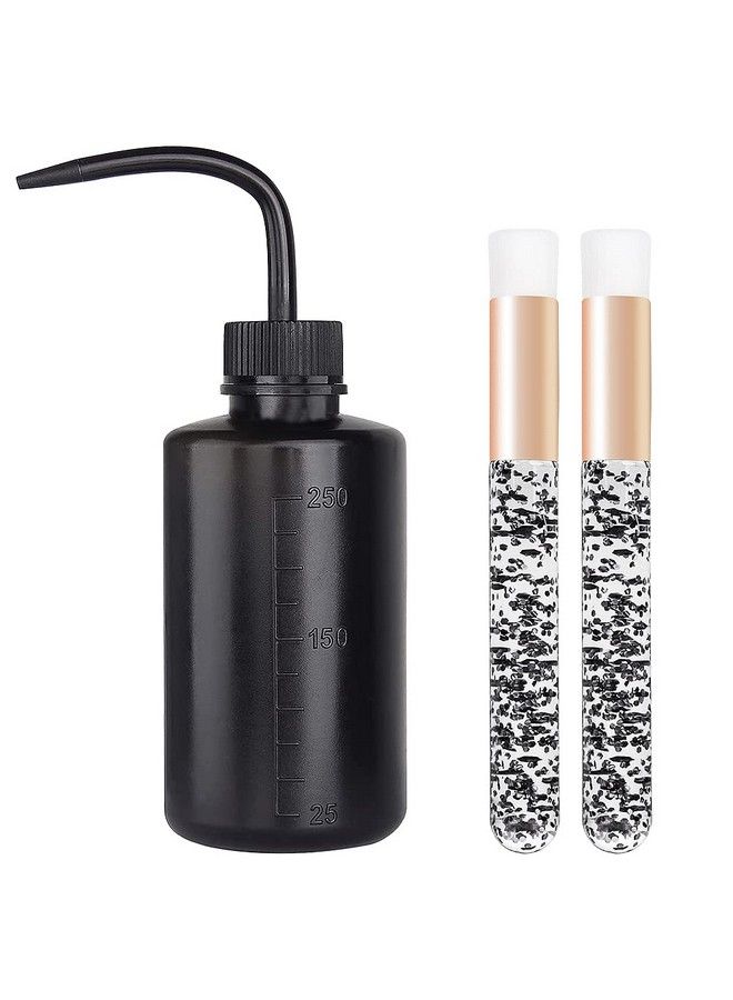 Mekupeu Plastic Satety Lash Cleaning Tatoo Wash Bottles 2Pcs Peel Off Blackhead Brushnose Pore Deep Cleaning Brush Facial Cleansing Brushes (Black Bottle+Crystal Black Nose Brush) - Image 2