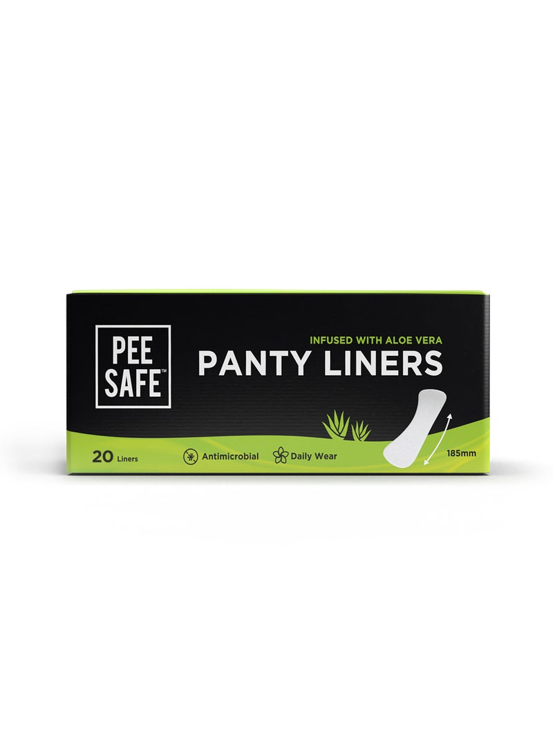PEESAFE PeeSafe Daily Panty Liners with Aloe Vera, Curvy design for extra comfort, Cottony-Soft surface, Antibacterial, 185mm wide - 20 liners - Pack Of 3  - Image 2