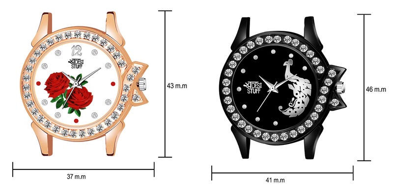 SWADESI STUFF White & Black Color Analogue Watch For Women & Girls - Combo Of 2 Watches - Leather - Image 3