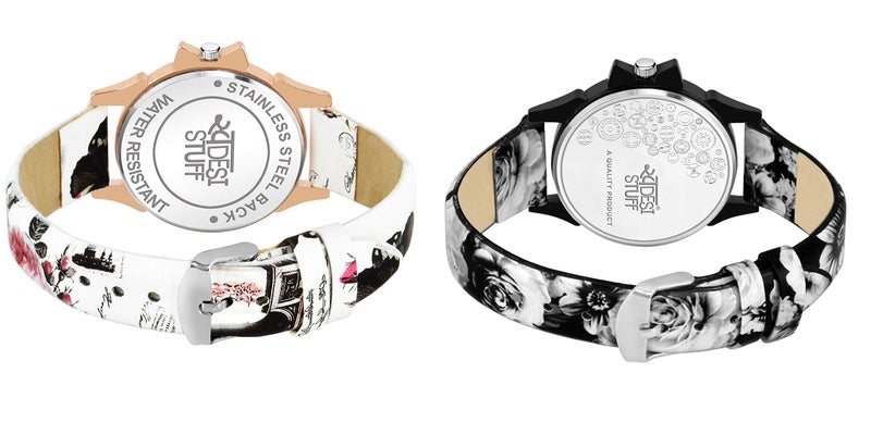 SWADESI STUFF White & Black Color Analogue Watch For Women & Girls - Combo Of 2 Watches - Leather - Image 4