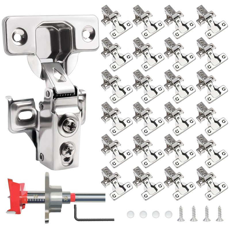 Besteel 24 Pack 1/2 inch Overlay Soft Close Cabinet Door Hinges for Kitchen Cabinet Hinges Hidden Hinge Stainless Steel Concealed Kitchen Cabinet Hinge Self Closing Screw Holes Distance of Cup is 45 mm - Image 1