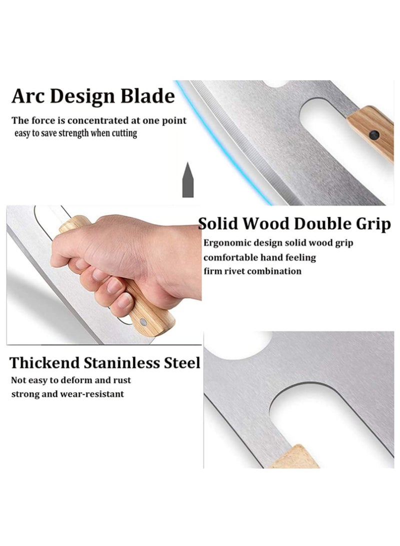 Upgraded 14 Inch Pizza Cutter Rocker Stainless Steel Blade With Double Wooden Handle Sharp Pizza Slicer K-nife Chopper Includes Protective Blade Cover for Safe Storage - Image 4