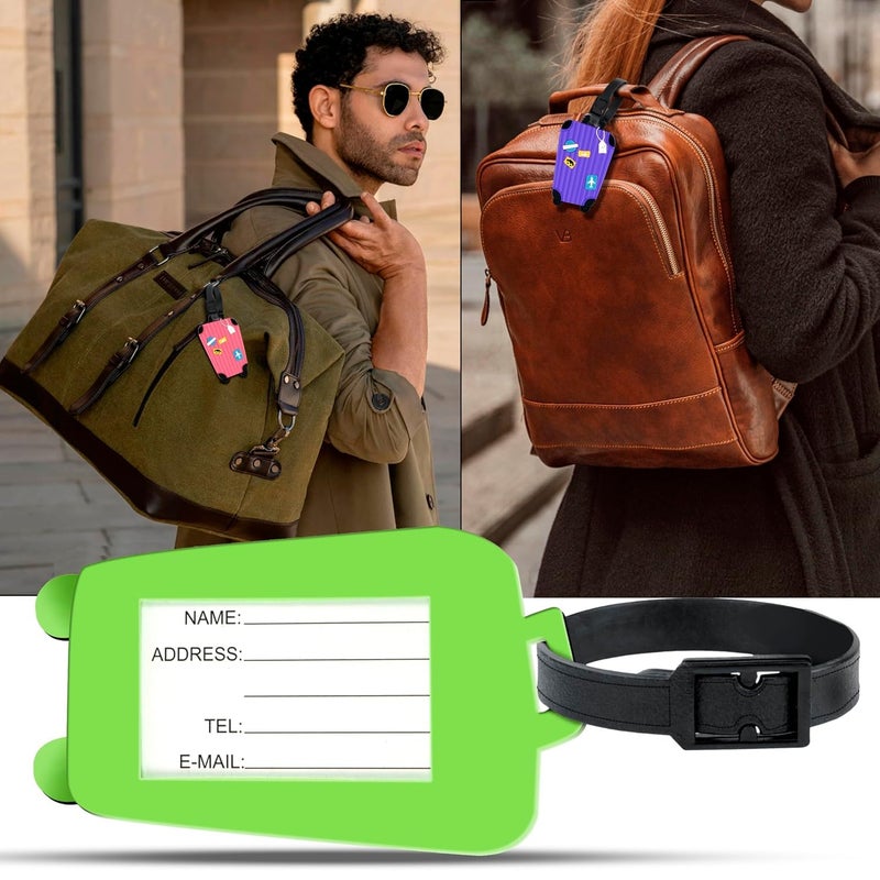 SNDIA Pack of 5 Luggage Tags, with Silicon Strap Travel Bag Tags for Easily Identification of Bags (Multicolour) - Image 2