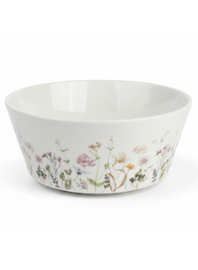 AKDC Luhpar Floral Ceramic Medium Serving Bowl 17.5 cm, White Dining Bowl - Image 2