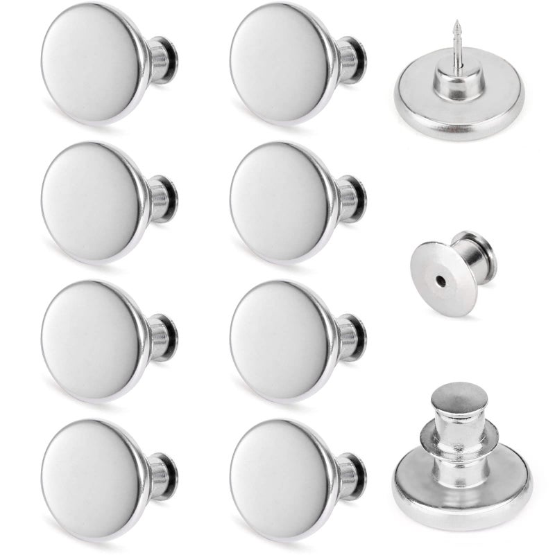 TOOVREN 8 Sets Jean Buttons for Loose Jeans, No Sew No Tool Instant Replacement Button Pins Adjustable Pant Waist Tightener to Make Smaller, Reusable Extra Pants Clips to Tighten Waist, Silver - Image 1