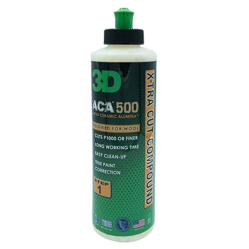 3D ACA 500 Cutting Compound â€“ Step 1 Extra-Cut for Deep Paint Correction | Cuts P100 Grit or Finer | Body Shop Safe, Low Dust, Pro Detailer Formula | Made in USA - 8 oz - Image 1
