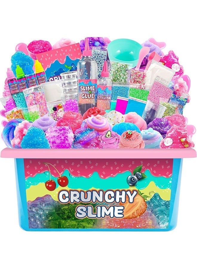 Beauenty Fruit Garden Crunchy Slime Making Kit - Unicorn & Ice Cream Theme Slime Kit with Foam & Jelly Cube, Non-Sticky Slime Toy for Kids Boys Girls Ages 6-12 | Ideal Birthday & Ramadan Gifts - Image 1