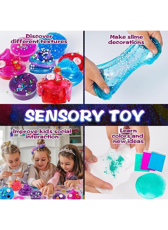 Beauenty Fruit Garden Crunchy Slime Making Kit - Unicorn & Ice Cream Theme Slime Kit with Foam & Jelly Cube, Non-Sticky Slime Toy for Kids Boys Girls Ages 6-12 | Ideal Birthday & Ramadan Gifts - Image 3