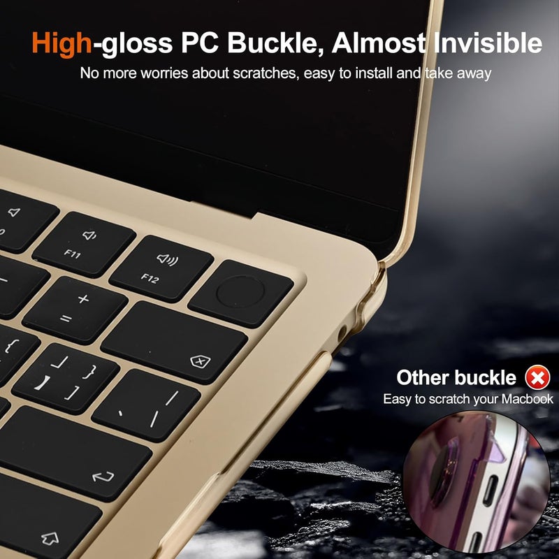 Eoocoo غطاء EooCoo متوافق مع MacBook Air 15/15.3 بوصة 2025 2024 2023 M4 M3 M2 A3241 A3114 A2941، [فائق النحافة غير مرئي]، غلاف صلب واقي غير لامع شفاف، [ملمس أصلي] - شفاف نجمي - Image 4