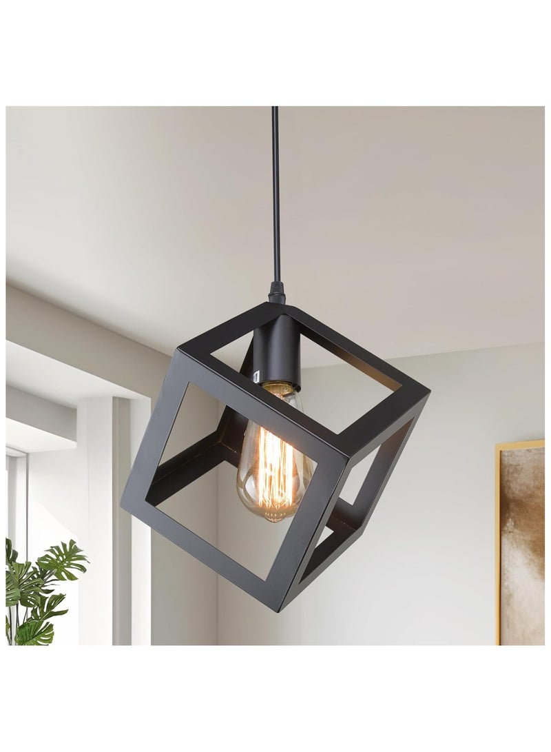 Arabest Black Pendant Lighting, Geometric Modern Cage Hanging Light Ceiling Fixture for Kitchen Island, Foyer, Hallway, Bedroom and Entryway  - Image 1