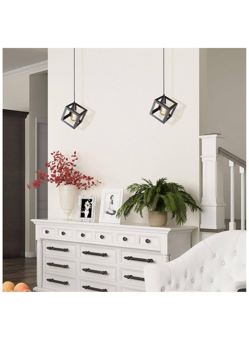 Arabest Black Pendant Lighting, Geometric Modern Cage Hanging Light Ceiling Fixture for Kitchen Island, Foyer, Hallway, Bedroom and Entryway  - Image 2
