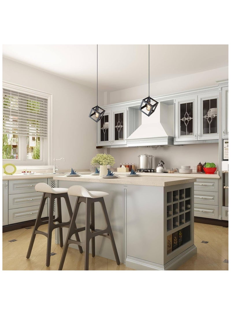 Arabest Black Pendant Lighting, Geometric Modern Cage Hanging Light Ceiling Fixture for Kitchen Island, Foyer, Hallway, Bedroom and Entryway  - Image 4
