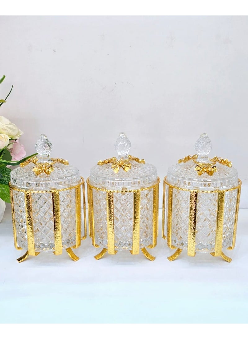 رادین كاندي باول شوكولاتة مكسرات زعفران جرة زجاجية مع حامل موزع حلوى مع مغرفة وغطاء من الفولاذ المقاوم للصدأ جرة بيني لملفات تعريف الارتباط البضائع الجافة الفواكه الجافة جيلي بينز - Image 1