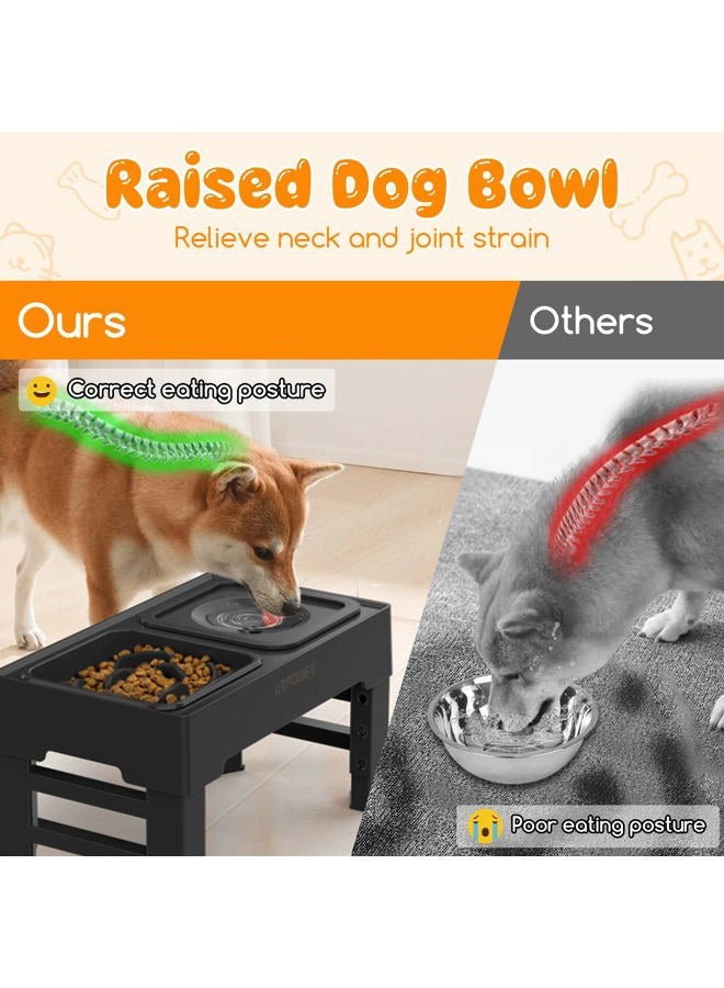 URPOWER 2-in-1 Elevated Slow Feeder Dog Bowls with No Spill Dog Water Bowl 4 Height Adjustable Raised Dog Bowl Non-Slip Dog Food and Water Bowls with Stand for Small Medium Large Dogs, Cats and Pets - Image 3
