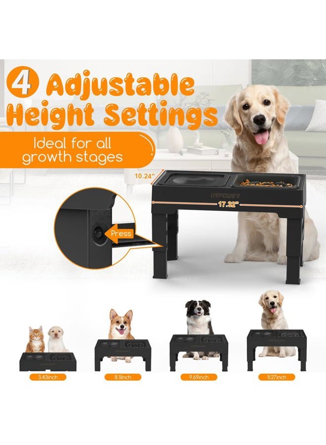 URPOWER 2-in-1 Elevated Slow Feeder Dog Bowls with No Spill Dog Water Bowl 4 Height Adjustable Raised Dog Bowl Non-Slip Dog Food and Water Bowls with Stand for Small Medium Large Dogs, Cats and Pets - Image 2