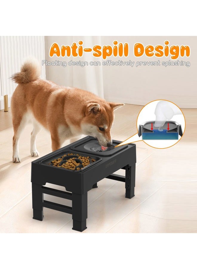 URPOWER 2-in-1 Elevated Slow Feeder Dog Bowls with No Spill Dog Water Bowl 4 Height Adjustable Raised Dog Bowl Non-Slip Dog Food and Water Bowls with Stand for Small Medium Large Dogs, Cats and Pets - Image 5