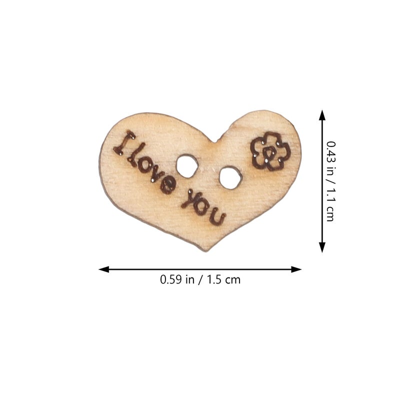 Heart Shape Wooden Buttons 100pcs DIY Craft Sewing Accessories For Clothing Decor - Image 3