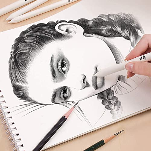ARROLLIANT Art Black & White Charcoal Pencil Kit with Blending Stumps and Kneadable Eraser for Artists Students (Sketching Kit with 2 White Highlighter Gel Pen) - Image 3