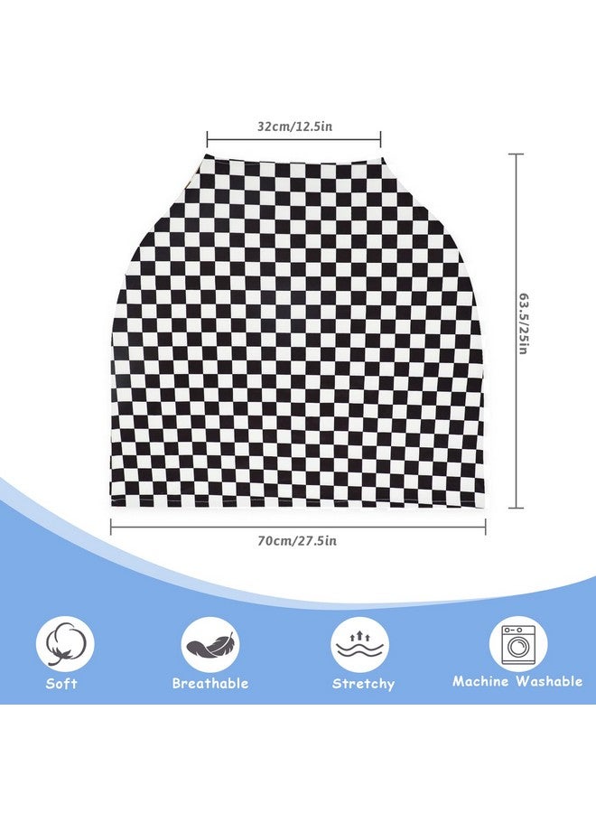 TANOFAR Car Seat Cover for Baby, Multi-Use Cover Carseat Canopy, High Stretchy & Breathable Infant Carseat Cover, Shower Gifts for Unisex Boys and Girls (Black Checkered) - Image 2