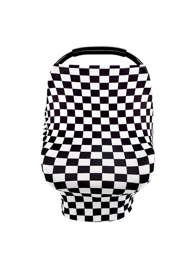 TANOFAR Car Seat Cover for Baby, Multi-Use Cover Carseat Canopy, High Stretchy & Breathable Infant Carseat Cover, Shower Gifts for Unisex Boys and Girls (Black Checkered) - Image 1