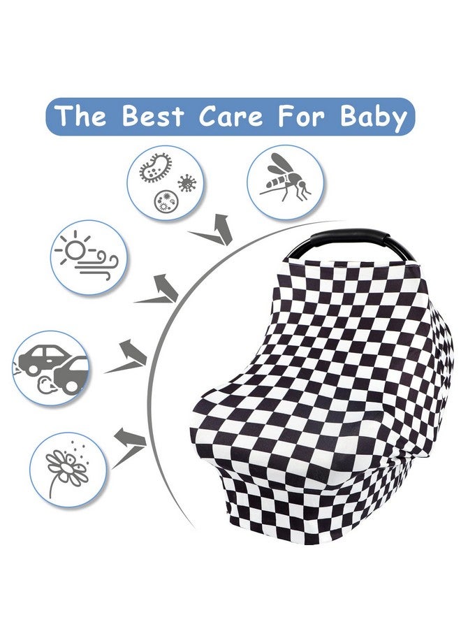 TANOFAR Car Seat Cover for Baby, Multi-Use Cover Carseat Canopy, High Stretchy & Breathable Infant Carseat Cover, Shower Gifts for Unisex Boys and Girls (Black Checkered) - Image 4