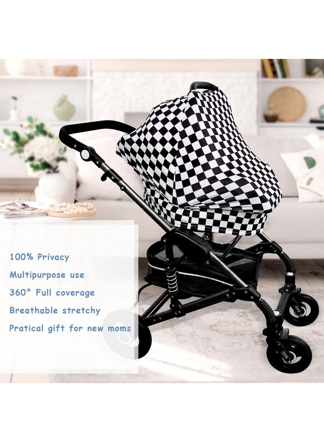 TANOFAR Car Seat Cover for Baby, Multi-Use Cover Carseat Canopy, High Stretchy & Breathable Infant Carseat Cover, Shower Gifts for Unisex Boys and Girls (Black Checkered) - Image 5