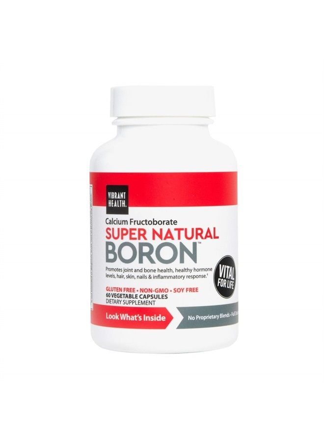 Vibrant Health , Super Natural Boron, Vegetarian Support for Joint and Bone Health, 60 Capsules - Image 1
