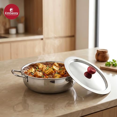 Embassy Stainless Steel Multipurpose Lid/Ciba Cover with heat resistant Knob | Size 1 | Diameter 18 cm | Cover/Lid for Utensils, Tava, Topes, Kadhai, Pots and Pans - Image 3
