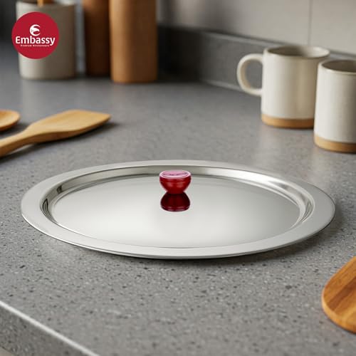 Embassy Stainless Steel Multipurpose Lid/Ciba Cover with heat resistant Knob | Size 1 | Diameter 18 cm | Cover/Lid for Utensils, Tava, Topes, Kadhai, Pots and Pans - Image 4