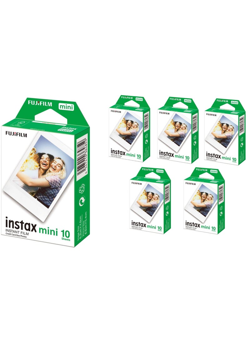 FUJIFILM Fujifilm Instant Mini Camera film, Instant Film 10x5 (50Sheets) Bundle pack, Compatible Instant film 10 sheet for Instax mini 12/11/9, 50 films on the go  - Image 1