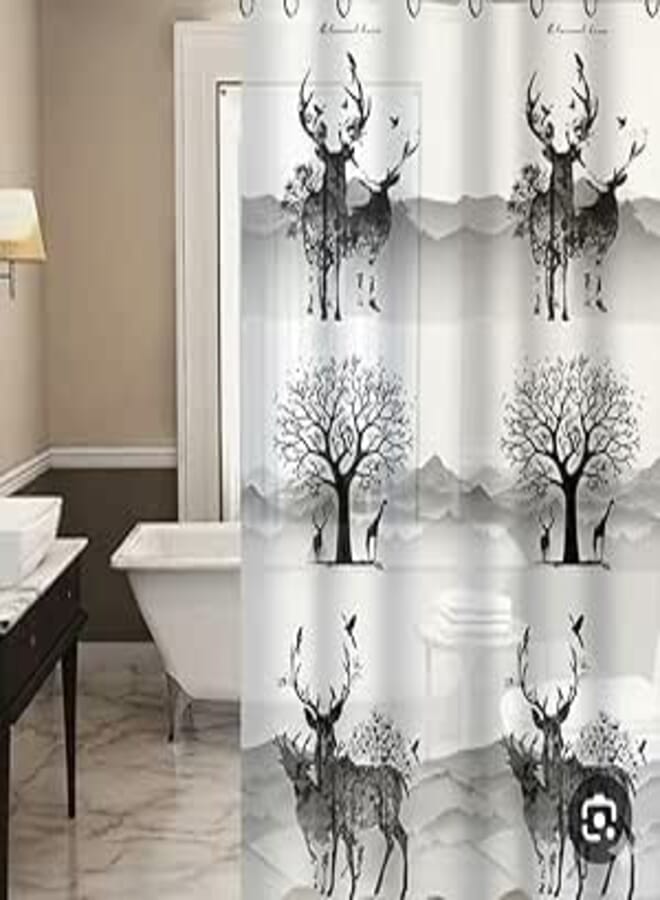 Generic White Shower Curtain for Bathtub, Multi-Pattern Design, 180 × 180 cm, Water-Resistant, Made from Thick and Durable Material.
